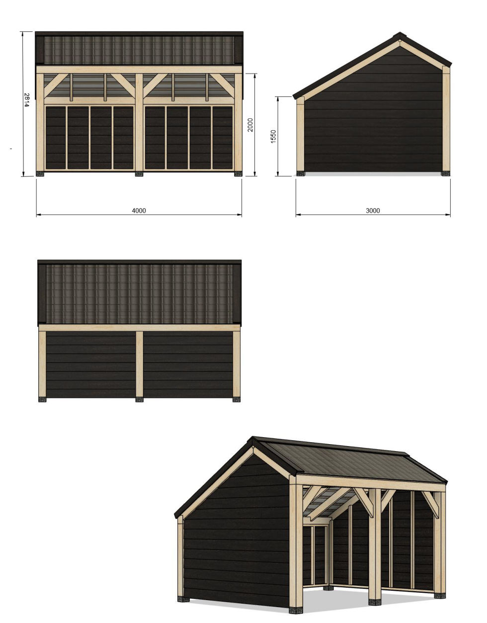 3D CAD Kapschuur douglas op maat